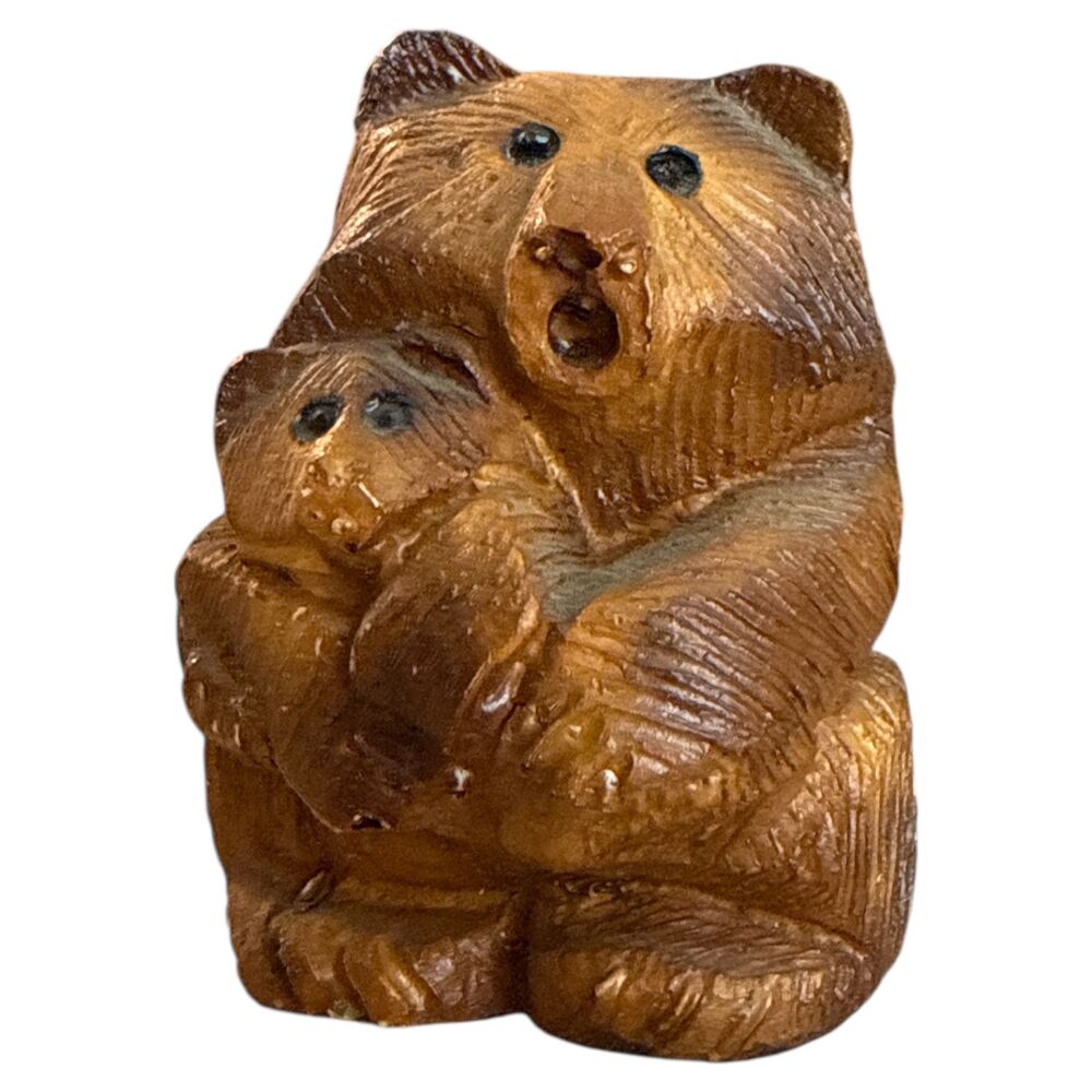 Artesania Rinconada Bear & Cub Figurine Retired Pottery Uruguay 3" Handcrafted